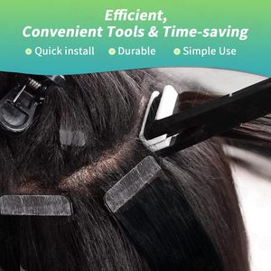 Pince <span class=keywords><strong>à</strong></span> extensions de cheveux adhésives, populaire et tendance, noire, surface plate, design ergonomique pour femmes - Product Image 4
