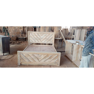 Cama de Madera Maciza de Mango Natural de Diseño Clásico, Cama Queen Size, Muebles de Dormitorio Modernos y Sencillos para el Hogar a Precio de Mayoreo - Product Image 3