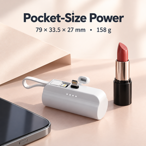 Chargeur portable compact 5000 mAh avec câble de charge intégré, alimentation 10 W, double port USB, support de téléphone pliable - Product Image 2