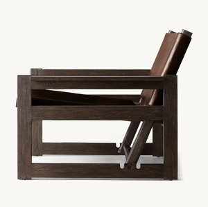 Chaise en cuir Nielsen, inspirée des campagnes de design Sassanide et des meubles de safari, revivals scandinaves du milieu du siècle - Product Image 3