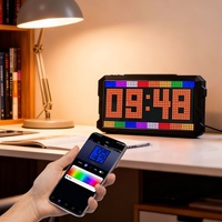 Écran LED couleur complet pour bureau noir, support mural, bureau de jeu intérieur avec éclairage ambiant DIY, style cyberpunk mecha