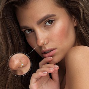 Anneau de septum articulé en acier inoxydable avec perle d'opale synthétique |   Anneau de piercing nasal hypoallergénique disponible en tailles 8 mm et 10 mm - Product Image 3