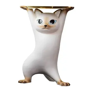 Creatieve Betoverende Glasvezel Hars Kat Sculptuur Aanpasbare Grootte Kleur Grote Vloer Lade Decoratief Beeld Voor Het Leven - Product Image 1