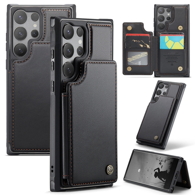 Caseme C22 Luxury PU Leather Wallet Case with Card Holder Cover Phone Case for Samsung Galaxy S25 Ultra S24 16 Pro Max