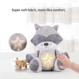 Peluche mignonne super douce en forme de raton laveur, <span class=keywords><strong>doudou</strong></span> <span class=keywords><strong>pour</strong></span> bébé avec rembourrage en coton, jouet musical apaisant <span class=keywords><strong>pour</strong></span> 0-24 mois - Product Image 4