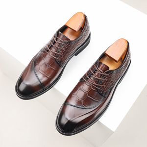 2026 Genuine Leather Business Formal Shoes British Style Casual Soft Sole Embossed Men's Leather Shoes - Product Image 1