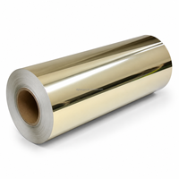 Goudkleurige koudfolie voor flexo-etiketdruk, wijn- en cosmeticastickerverpakkingen, PET-rolmachine, 64cm x 120m, 12 micron