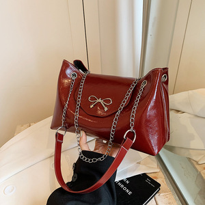 Factory Direct Sales 2025 New Korean Pu High-End Black/Red/Coffee/Brown Shoulder <strong>Bag</strong> Fashion Tote <strong>Bag</strong> - Product Image 2