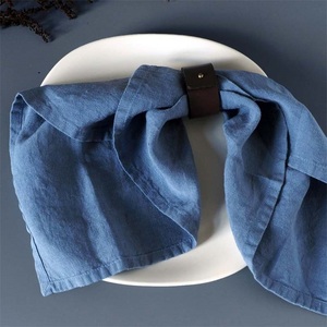 Serviettes <span class=keywords><strong>de</strong></span> <span class=keywords><strong>Table</strong></span> en <span class=keywords><strong>tissu</strong></span> <span class=keywords><strong>de</strong></span> lin véritable, bleu marine, couleur personnalisée, pour Restaurants bretelle, restaurant - Product Image 2