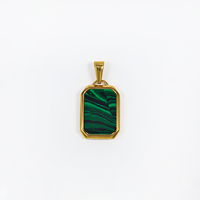 Collier délicat en acier inoxydable avec pendentif carré en or 18 carats, turquoise, coquillage, lapis-lazuli, émail, malachite et onyx pour homme