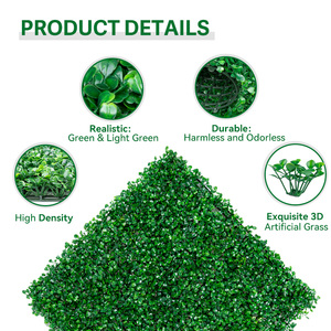12 panneaux muraux en gazon artificiel haute densité, haie de buis artificielle, verdure murale, décoration de fond pour jardin intérieur et extérieur - Product Image 5
