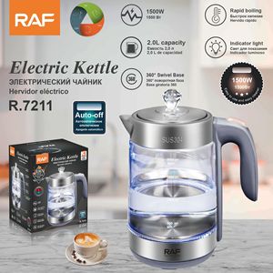 Hervidor Eléctrico de Vidrio Transparente RAF 2L 1500w, Portátil, Doméstico, de Ebullición Rápida Automática con Luz Indicadora - Product Image 3