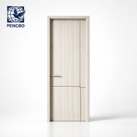 Porte intérieure en MDF mélaminé à grain de bois de frêne clair, design à panneaux étagés pour chambre, hôtel, appartement