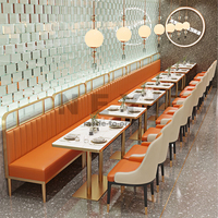 Ensemble de table à manger en cuir de luxe moderne pour 4, 6 ou 8 personnes, restaurant, hôtel, café, centre commercial, mobilier commercial