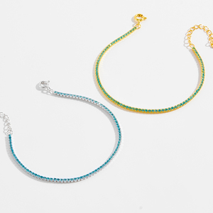 Fuamay Bán Buôn Đầy Màu Sắc Quần Vợt Vòng Đeo Tay Trang Sức 18K Vàng Mạ 925 Sterling Silver 1.5Mm CZ Trắng Màu Xanh Lá Cây Màu Hồng Tennis Vòng Đeo Tay - Product Image 5