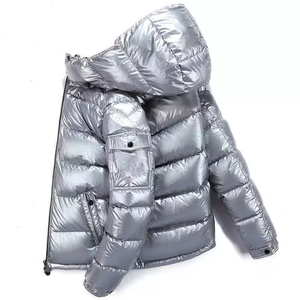 Chaqueta de Invierno para Hombre, Corta, Gruesa, con Capucha, Estilo Bomber, Brillante, de Poliéster/Algodón - Product Image 2