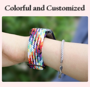 Pulsera tejida con hebilla ajustable para iWatch 6 5 pulsera deportiva de nailon <span class=keywords><strong>el</strong></span>ástico para iWatch correa de banda trenzada - Product Image 6