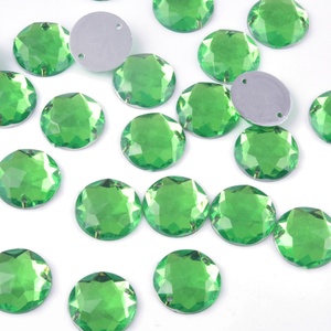 Pierres à coudre en acrylique OLeeya, pierres rondes à facettes et cristaux colorés, strass à dos plat à coudre pour accessoires vestimentaires - Product Image 5