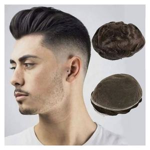 Perruque complète en dentelle pour homme avec base en soie, système de remplacement capillaire en cheveux indiens Remy, perruques de haute qualité, couleur et longueur personnalisables - Product Image 1