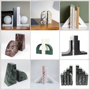 Serre-livres en marbre travertin naturel multicolore de style Art déco, écologiques, durables et décoratifs - Product Image 5