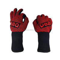 SEB KAMADO China - Guantes de Cocina Clásicos Negros y Rojos Personalizados con Forro de Algodón, Resistentes al Calor, para Horno, Barbacoa, Tejidos a Mano