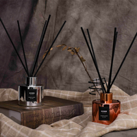 Diffuseur de parfum d'ambiance Homeflower GY01 de luxe pour hôtel, ensemble de 2 diffuseurs à bâtonnets, huile essentielle sans flamme, longue durée (2 mois), en cylindre