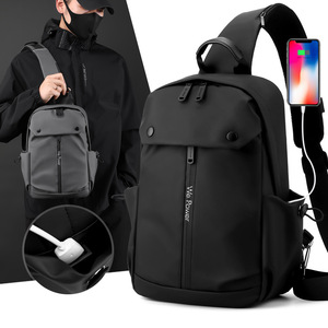 WePower Men's Chest <b>Bag</b> Nylon <b>Large</b> Capacity Water Repellent Everyday Crossbody <b>Bag</b> Spring 2024 Solid Color Gray - Product Image 3