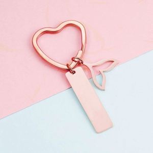 Heart Blank Metal Keychain Personalized DIY <b>Custom</b> Mirror Polished Gold Stainless Steel Key Ring Laser Engraving Logo Key Chains - Product Image 4