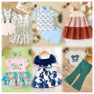 Vente en gros d'été : Lot de 50 robes en coton pour bébé fille, qualité supérieure, couleurs mélangées, motif imprimé dessin animé, stock excédentaire - Product Image 2