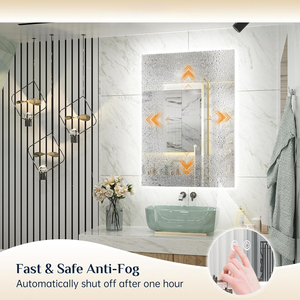 Miroir anti-buée rectangulaire à angle droit moderne IP44 <span class=keywords><strong>LED</strong></span> à intensité variable avec réglable pour une utilisation dans la <span class=keywords><strong>salle</strong></span> <span class=keywords><strong>de</strong></span> <span class=keywords><strong>bain</strong></span> - Product Image 5