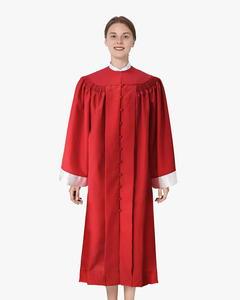 Túnicas de Coro Tenuto Personalizadas, Túnicas de Iglesia con Bandas de Satén en Contraste en las Mangas, Texto o Logotipo Bordado o Impreso Personalizable - Product Image 3