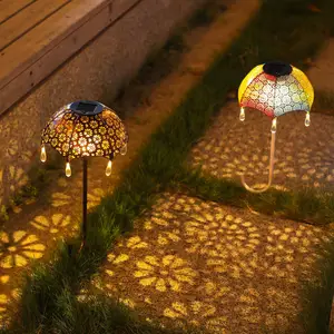 Guarda-chuva Solar String Jardim Luzes Pátio Guarda-chuva De Metal Stake Luzes Solares Do Gramado Luzes Decorativas Do Jardim