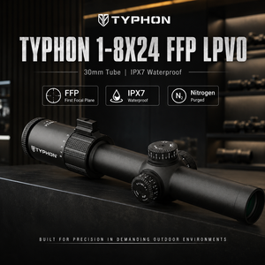 Mira Telescópica Táctica TYPHON 1-8X24 FFP LPVO de Aleación de Aluminio, Impermeable, Ajustable, de Alta Calidad, para Caza, con Nitrógeno y Cristal ED - Product Image 1