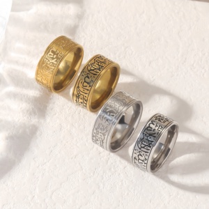 Religiöser Arabischer Koran Islamischer Muslimischer Edelstahl 18K Vergoldeter Modeschmuck <span class=keywords><strong>Ring</strong></span> für Frauen Männer Großhandel Geschenke Eid Neu - Product Image 5