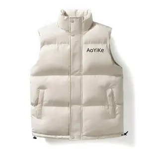 Oversize Winter Standing Collar Mens Vest Coat Trendy Canvas Thickened Warm Short Sleeve Down Coat Vest
