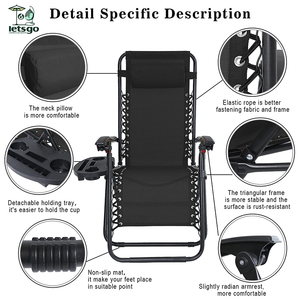 Bán Buôn Chất Lượng Cao Ngoài Trời Di Động Người Lớn Lười Biếng Mặt Trời Có Thể Điều Chỉnh Trọng Lượng Nhẹ Ngả Phòng Chờ Cắm Trại Bãi Biển Không Trọng Lực Ghế - Product Image 3