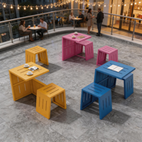 Ensemble de table et bancs de jardin pliants en aluminium blanc à lattes, résistant aux intempéries, pour l'extérieur