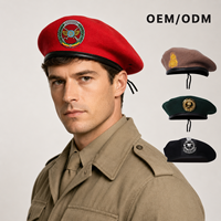 Béret en Laine et Cuir Brodé Personnalisé, Réglable, Style Tactique Formel pour Hommes et Femmes, Automne