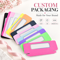 Boîte à cils en papier pliable colorée en gros, personnalisable avec logo, emballage vide pour cils avec fenêtre transparente en PVC