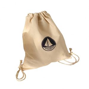 Wholesale Reusable Eco Friendly Cotton Canvas Fabric School <b>Backpack</b> Custom Logo Printed <b>Drawstring</b> <b>Backpack</b> - Product Image 1