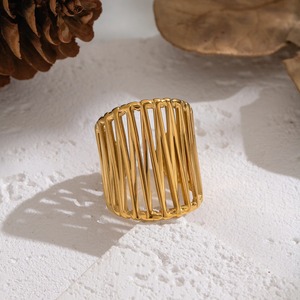Pvd chapado en oro de acero inoxidable anillos multicapa mujeres hombres ajustable diseño elegante anillo de dedo joyería al por mayor - Product Image 2