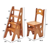 Youtai Ménage Échelle Chaise Pliante Tabouret À Double Usage Échelle Escaliers Multifonctionnels En Bois Massif
