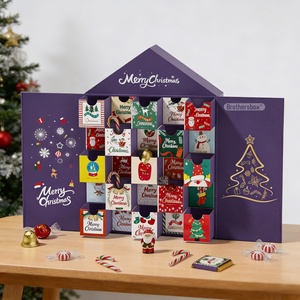 Boîte Cadeau de Noël 2026 Deluxe pour Truffes et Bonbons, Calendrier de l'Avent Réutilisable à <span class=keywords><strong>Double</strong></span> Porte pour Chocolats avec Logo Personnalisé - Product Image 1