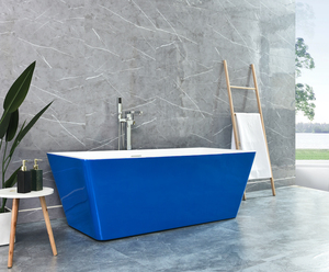 Vasca da bagno in resina pietra Freestanding a superficie solida vendita calda in acrilico nero opaco massaggio ad aria di lusso moderno battubt - Product Image 5
