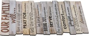 Productos cristianos Nuestra familia se amará unos a otros Paleta apilada rústica Placa de pared de madera - Product Image 3