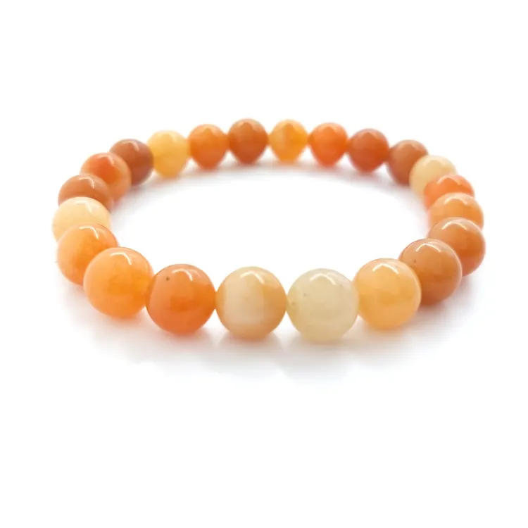 Handmade Precious Gemstone 8mm Round Beads Stretch Bracelet Unisex