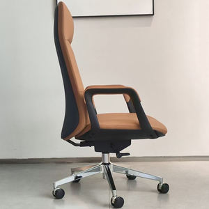Muebles comerciales de oficina Ejecutivo de lujo Contemporáneo Muebles Foshan Respaldo alto Silla de oficina giratoria de cuero puro genuino - Product Image 3