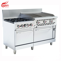 Cuisinière à gaz robuste à 4 brûleurs avec gril radiant de 36 pouces et deux fours pour boulangerie et restaurant |   Modèle RGR60-36CB