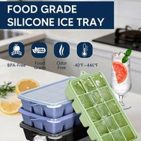 Moule à glaçons carrés pour cocktails et whisky, 15 compartiments, en silicone alimentaire, avec couvercle, pour congélateur, outils de bar