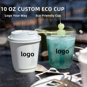 10 oz Eco-Friendly Reusable Double Wall Compost Paper Cups Custom Logo for Carbonated Drinks Mineral Water Whisky Wine Tequila - Product Image 2